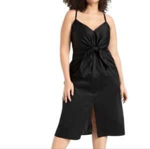 Eloquii Black Midi Dress with Front Knot